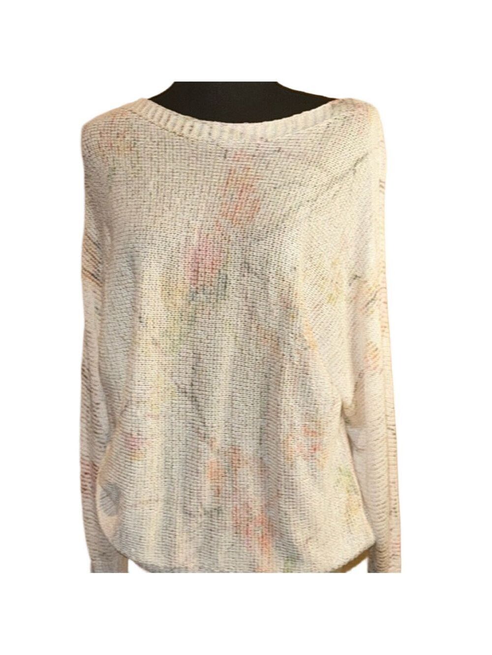 Sioni Floral White Crew Neck Sweater Large